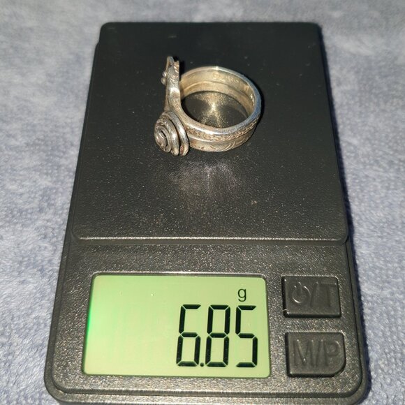 Unusual Vintage Solid Sterling Silver Snake Wrap Ring - Picture 5 of 11